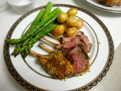 Self-care during Election week: nothing beats an elegant and satisfying roast rack of lamb dinner.
